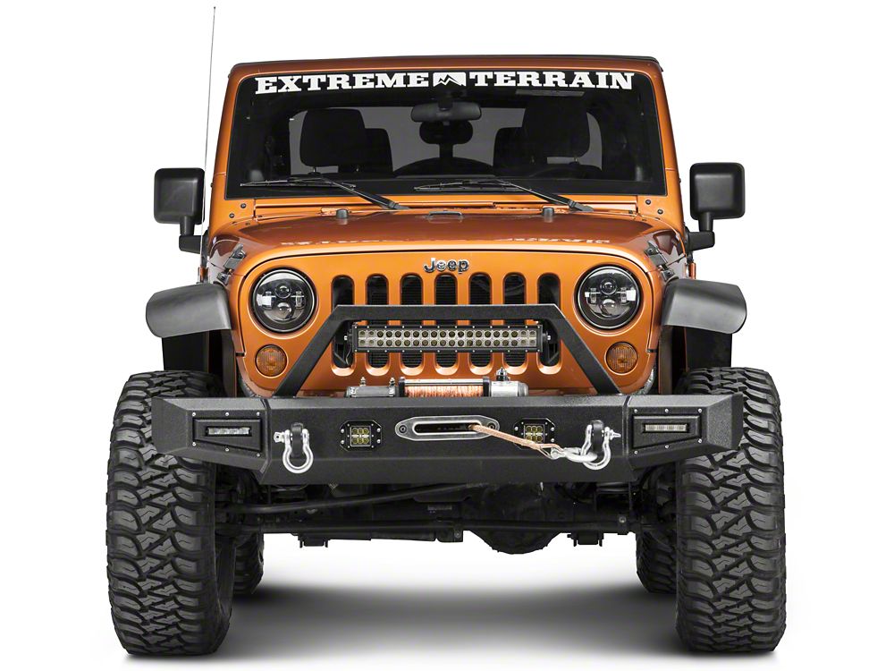 Barricade Vision Series Front Bumper with LED Fog Lights, Work Lights and 20-Inch LED Light Bar (07-18 Jeep Wrangler JK)