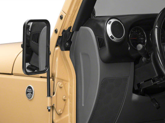 Barricade Rectangular Adventure Mirrors; Textured Black (66-25 Jeep CJ5, CJ7, Wrangler YJ, TJ, JK & JL)