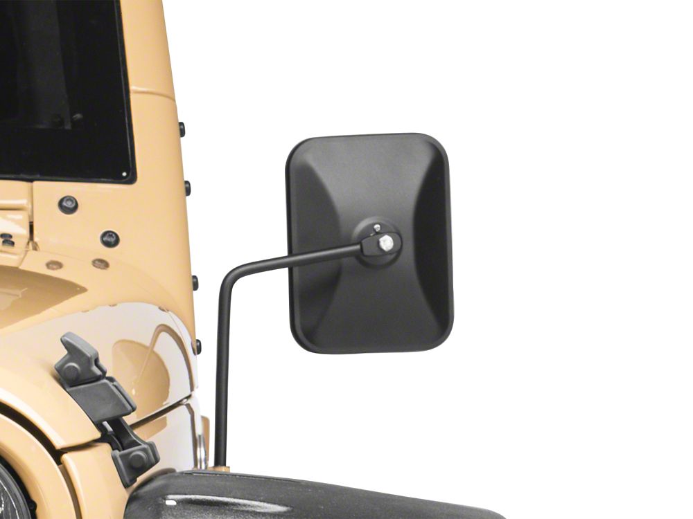 Barricade Rectangular Adventure Mirrors; Textured Black (66-25 Jeep CJ5, CJ7, Wrangler YJ, TJ, JK & JL)