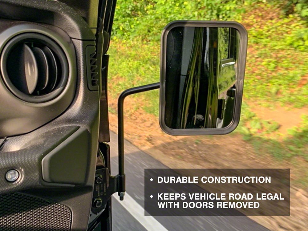 Barricade Rectangular Adventure Mirrors; Textured Black (66-25 Jeep CJ5, CJ7, Wrangler YJ, TJ, JK & JL)