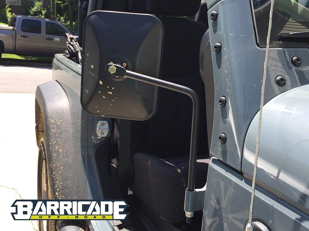 Barricade Rectangular Adventure Mirrors; Textured Black (66-25 Jeep CJ5, CJ7, Wrangler YJ, TJ, JK & JL)