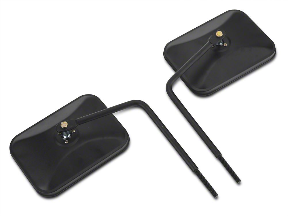 Barricade Rectangular Adventure Mirrors; Textured Black (66-25 Jeep CJ5, CJ7, Wrangler YJ, TJ, JK & JL)