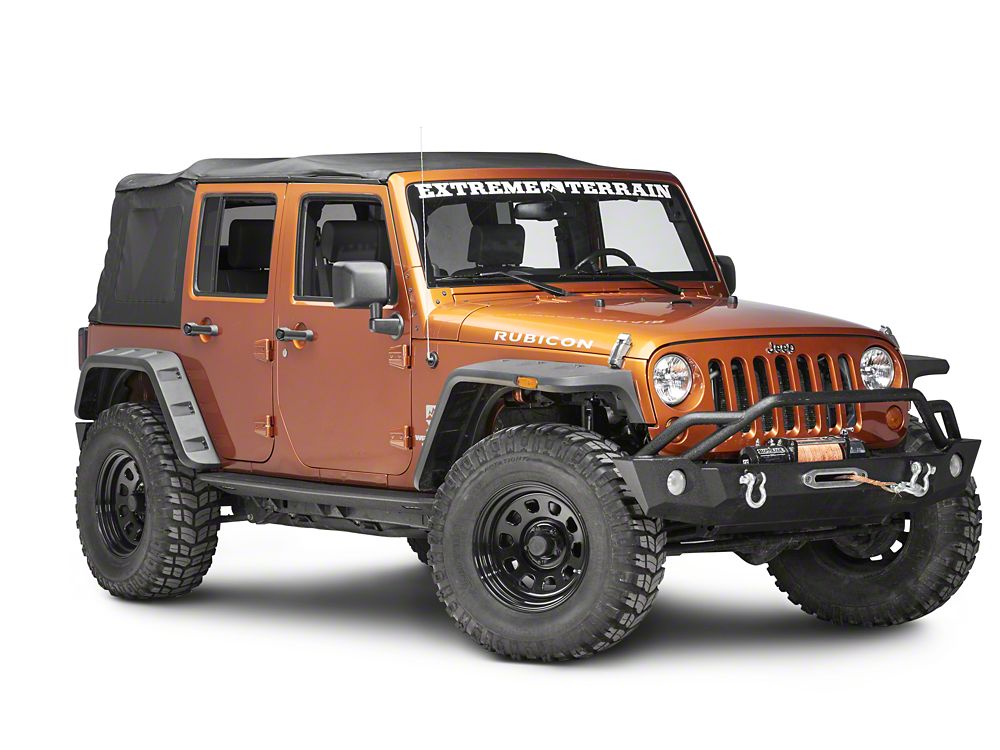 Barricade HD Rock Sliders with LED Rock Lights; Textured Black (07-18 Jeep Wrangler JK 4-Door)