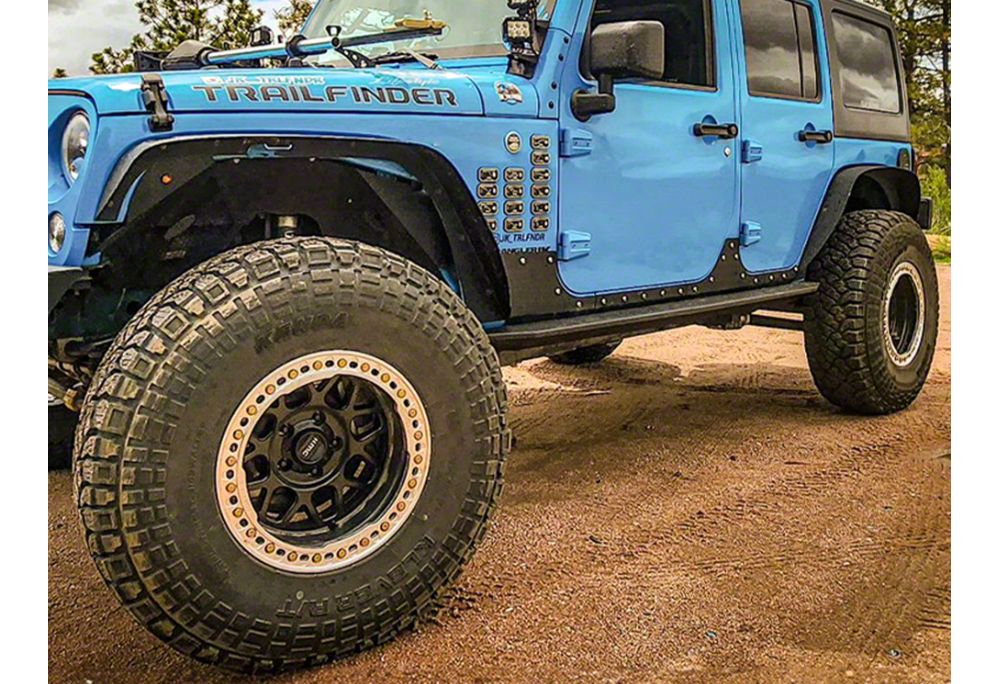 Barricade HD Rock Sliders with LED Rock Lights; Textured Black (07-18 Jeep Wrangler JK 4-Door)