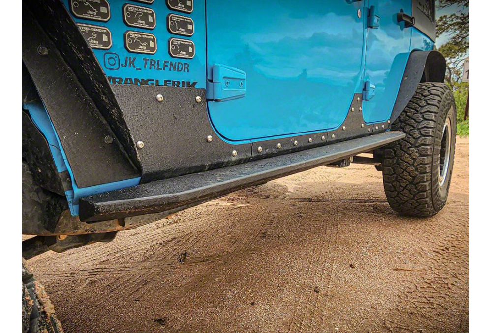 Barricade HD Rock Sliders with LED Rock Lights; Textured Black (07-18 Jeep Wrangler JK 4-Door)