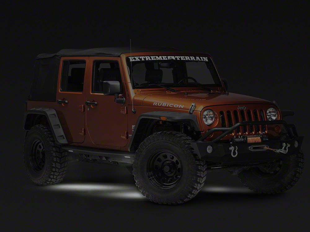 Barricade HD Rock Sliders with LED Rock Lights; Textured Black (07-18 Jeep Wrangler JK 4-Door)