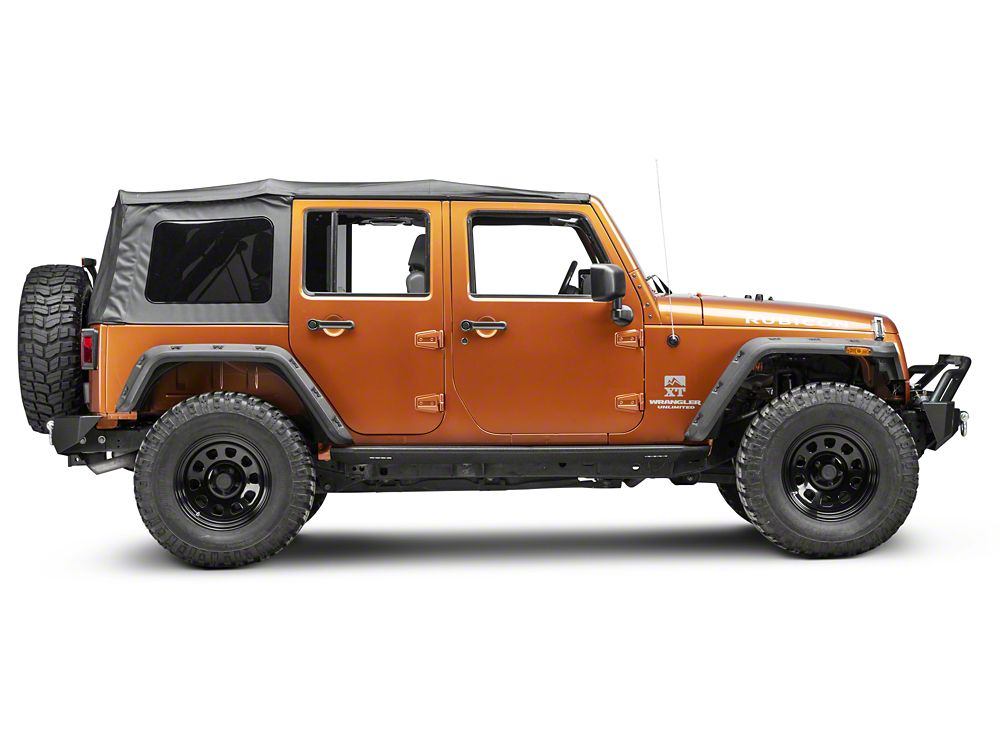 Barricade HD Rock Sliders with LED Rock Lights; Textured Black (07-18 Jeep Wrangler JK 4-Door)
