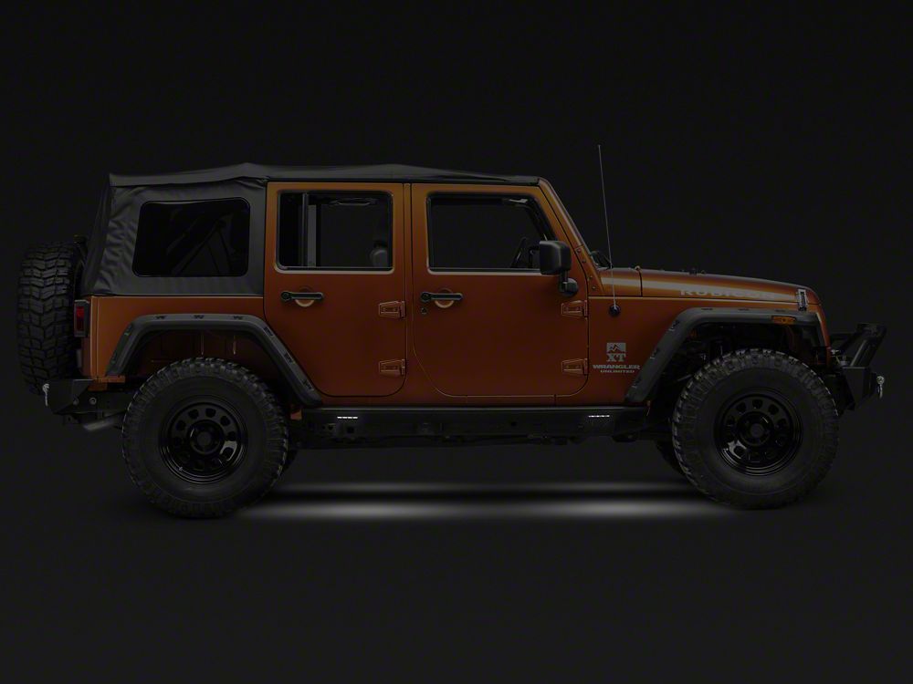 Barricade HD Rock Sliders with LED Rock Lights; Textured Black (07-18 Jeep Wrangler JK 4-Door)