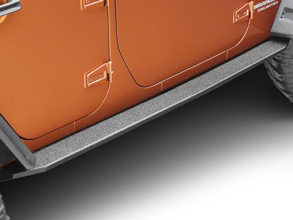 Barricade HD Rock Sliders with LED Rock Lights; Textured Black (07-18 Jeep Wrangler JK 4-Door)