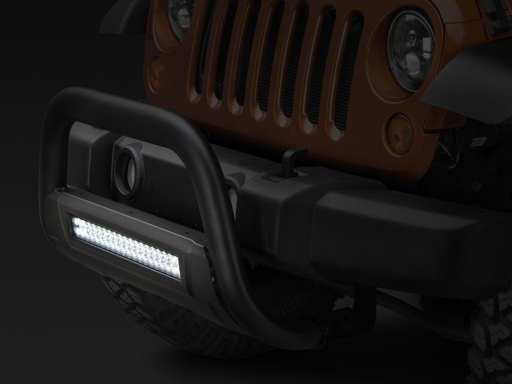 Barricade HD Bull Bar with Skid Plate and 20-Inch Dual-Row LED Light Bar; Textured Black (10-18 Jeep Wrangler JK)