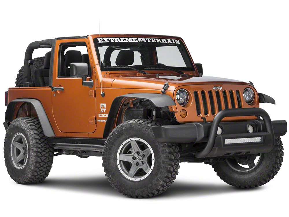 Barricade HD Bull Bar with Skid Plate and 20-Inch Dual-Row LED Light Bar; Textured Black (10-18 Jeep Wrangler JK)