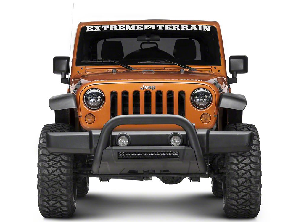 Barricade HD Bull Bar with Skid Plate and 20-Inch Dual-Row LED Light Bar; Textured Black (10-18 Jeep Wrangler JK)