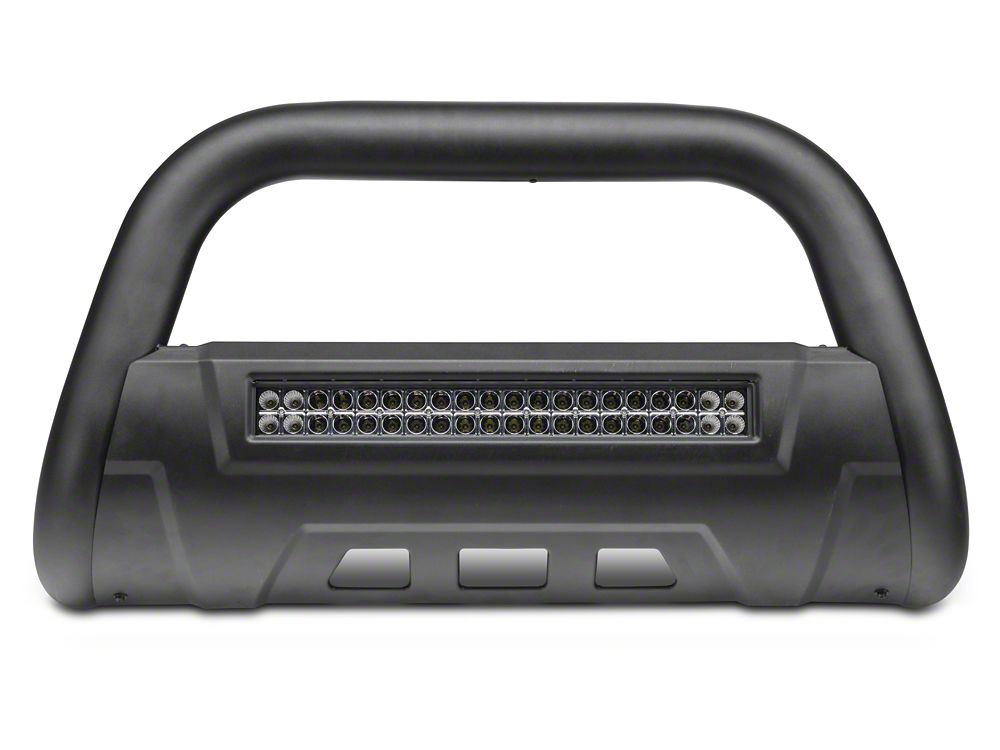 Barricade HD Bull Bar with Skid Plate and 20-Inch Dual-Row LED Light Bar; Textured Black (10-18 Jeep Wrangler JK)