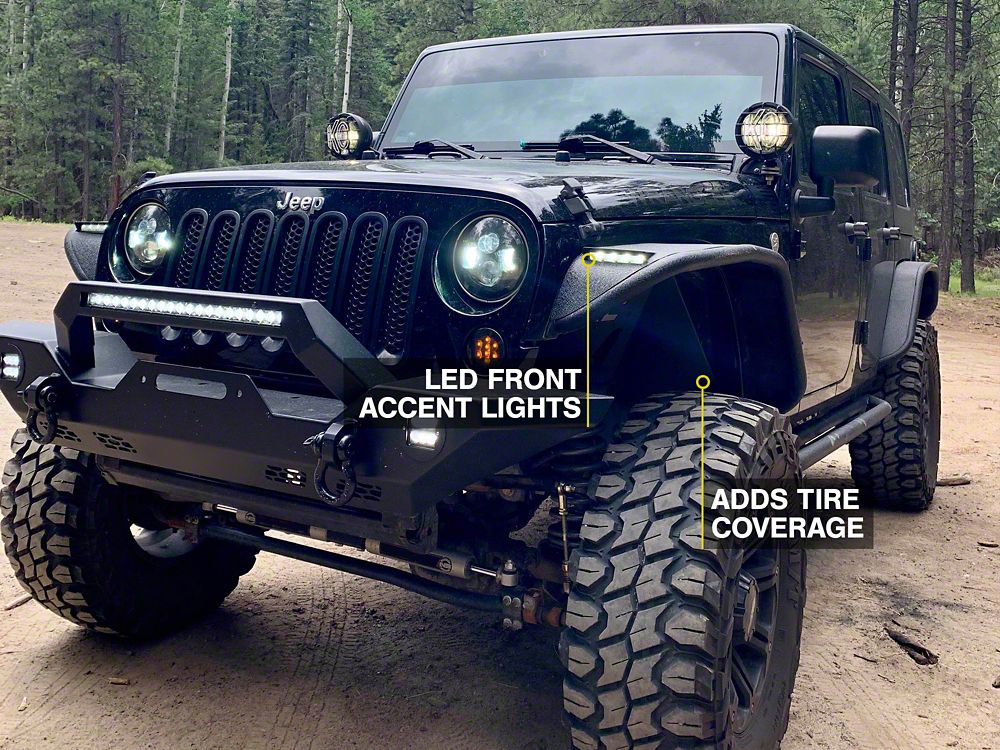 Barricade Tubular Fender Flares with LED Lighting (07-18 Jeep Wrangler JK)