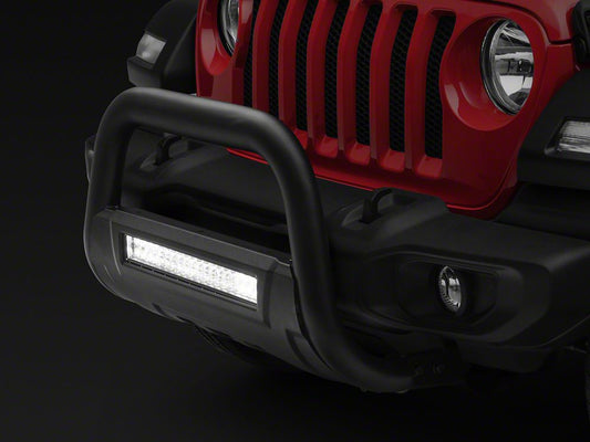 Barricade HD Bull Bar with Skid Plate and 20-Inch Dual Row LED Light Bar; Textured Black (18-25 Jeep Wrangler JL)