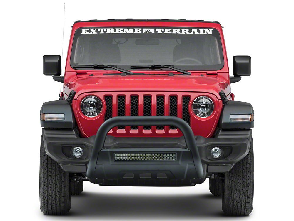 Barricade HD Bull Bar with Skid Plate and 20-Inch Dual Row LED Light Bar; Textured Black (18-25 Jeep Wrangler JL)