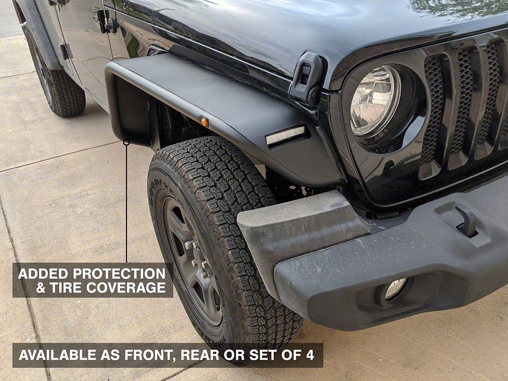 Barricade Tubular Fender Flares with LED DRL and Marker Lights (18-25 Jeep Wrangler JL)