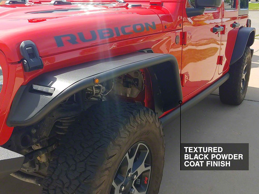 Barricade Tubular Fender Flares with LED DRL and Marker Lights (18-25 Jeep Wrangler JL)
