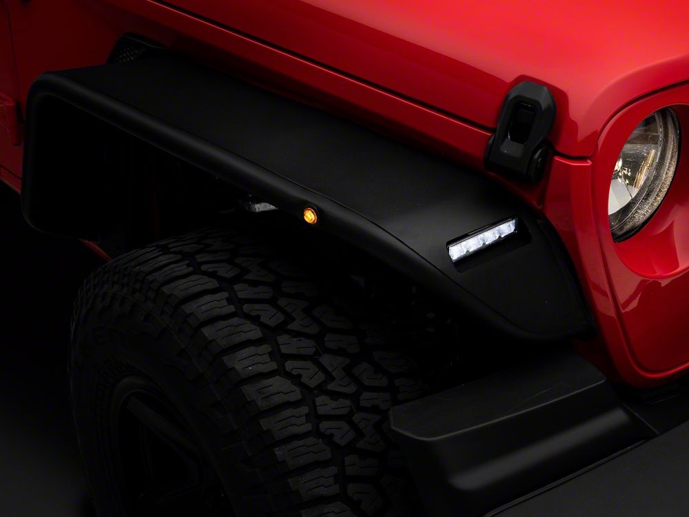 Barricade Tubular Fender Flares with LED DRL and Marker Lights (18-25 Jeep Wrangler JL)