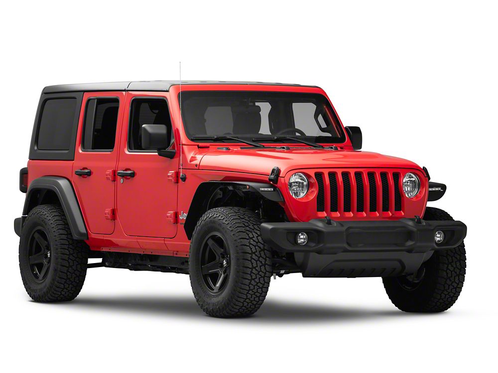 Barricade HD Flat Fender Flares with LED DRL and Turn Signal; Front (18-25 Jeep Wrangler JL)