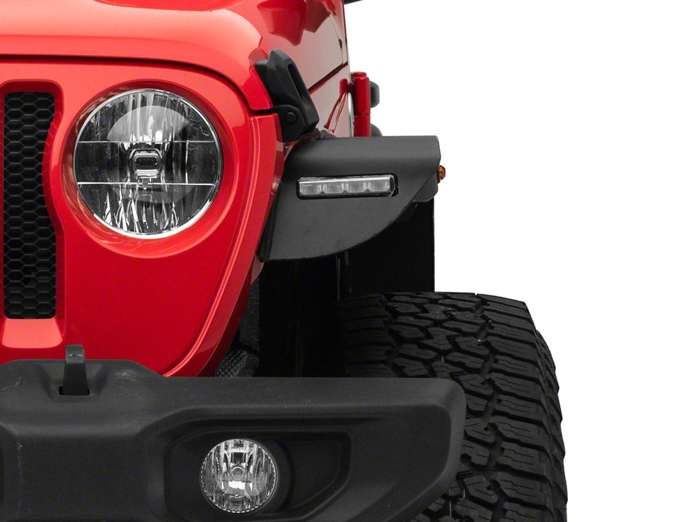 Barricade HD Flat Fender Flares with LED DRL and Turn Signal; Front (18-25 Jeep Wrangler JL)