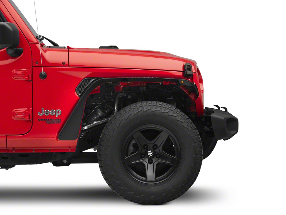 Barricade HD Flat Fender Flares with LED DRL and Turn Signal; Front (18-25 Jeep Wrangler JL)