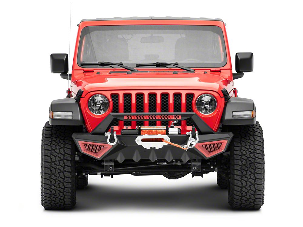 Barricade X-Series Front Bumper; Red Inserts (18-25 Jeep Wrangler JL)