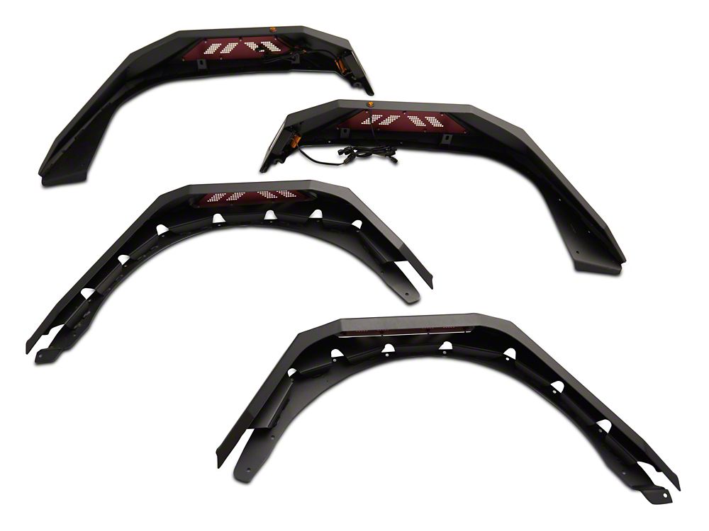 Barricade X-Series Fender Flares; Rear; Red Inserts (18-25 Jeep Wrangler JL)