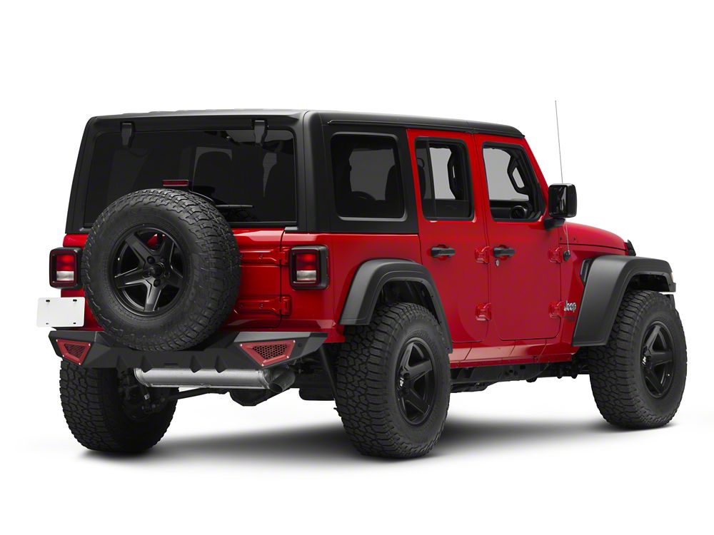 Barricade X-Series Rear Bumper; Red Inserts (18-25 Jeep Wrangler JL)
