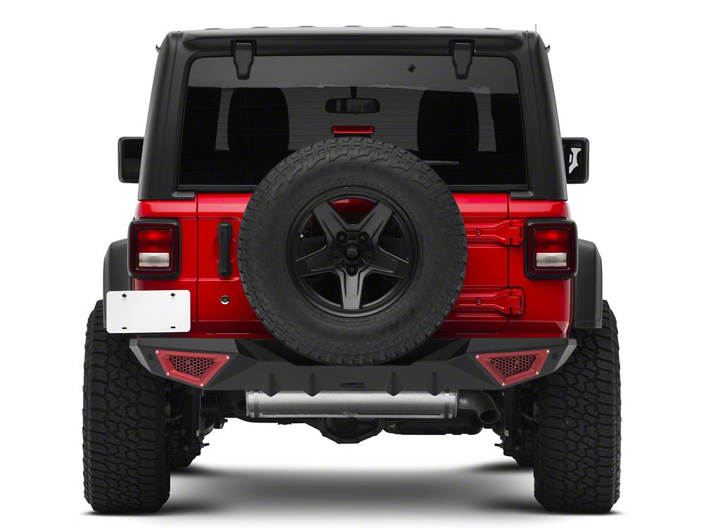 Barricade X-Series Rear Bumper; Red Inserts (18-25 Jeep Wrangler JL)