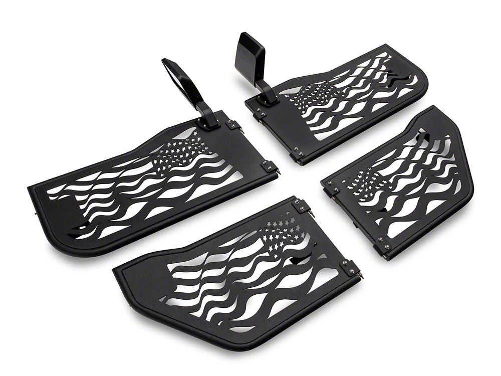 Barricade US Flag Tubular Doors With Mirrors (18-25 Jeep Wrangler JL 4-Door)