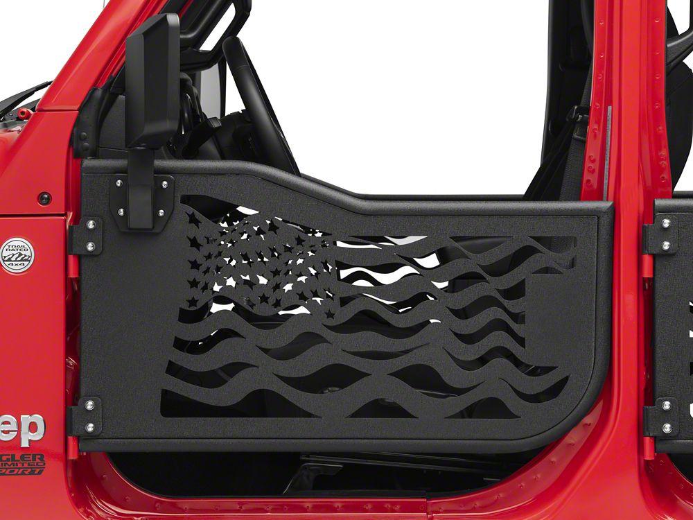Barricade US Flag Tubular Doors With Mirrors (18-25 Jeep Wrangler JL 4-Door)
