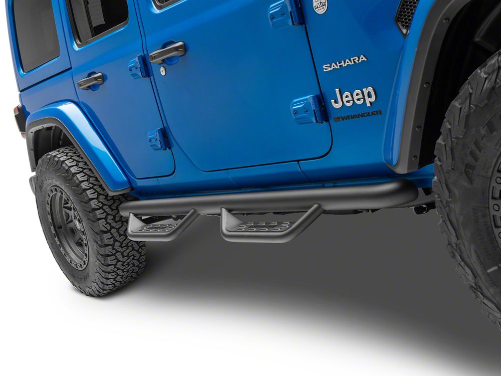 Barricade Tubular Drop Steps; Fine Textured Black (18-25 Jeep Wrangler JL 4-Door)