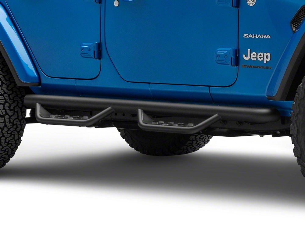 Barricade Tubular Drop Steps; Fine Textured Black (18-25 Jeep Wrangler JL 4-Door)