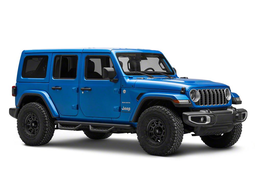 Barricade Tubular Drop Steps; Fine Textured Black (18-25 Jeep Wrangler JL 4-Door)