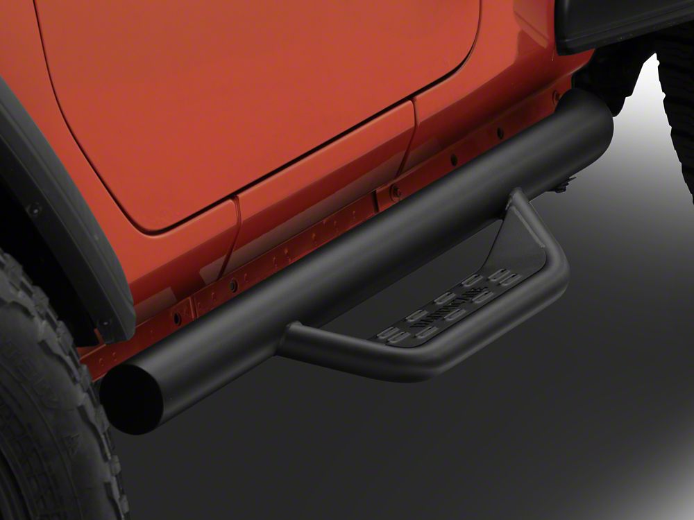 Barricade Tubular Drop Steps; Fine Textured Black (18-25 Jeep Wrangler JL 2-Door)