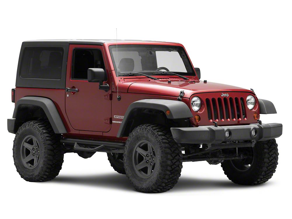 Barricade Tubular Drop Steps; Fine Textured Black (07-18 Jeep Wrangler JK 2-Door)