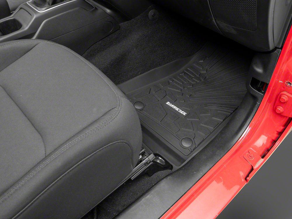 Barricade Custom Fit All-Weather Front and Rear Floor Liners; Black (18-25 Jeep Wrangler JL 4-Door)