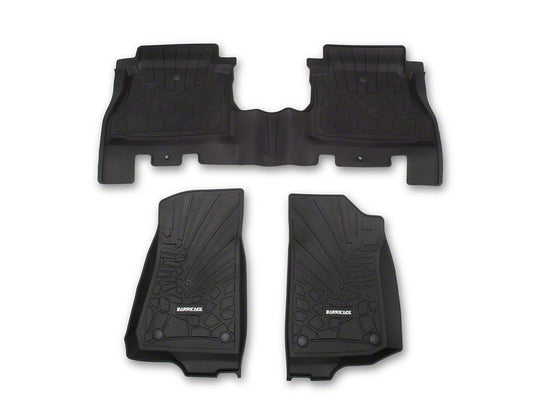 Barricade Custom Fit All-Weather Front and Rear Floor Liners; Black (18-25 Jeep Wrangler JL 4-Door)