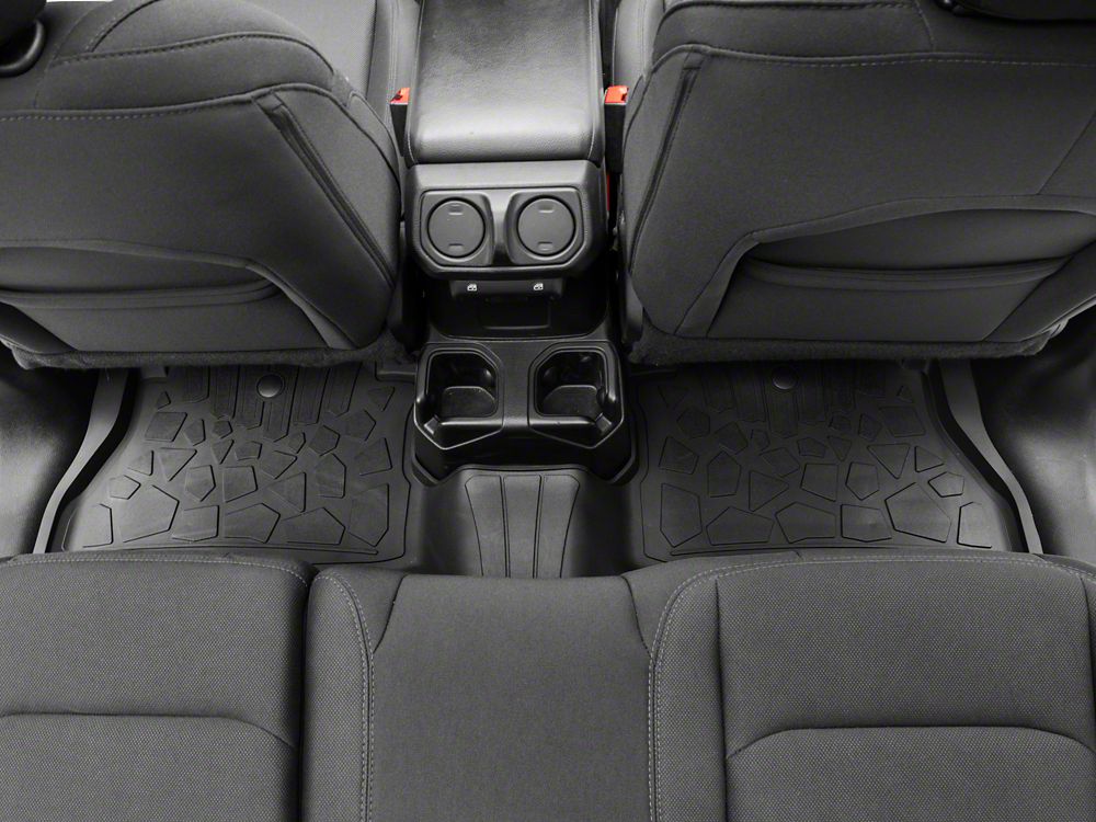 Barricade Custom Fit All-Weather Front and Rear Floor Liners; Black (18-25 Jeep Wrangler JL 4-Door)