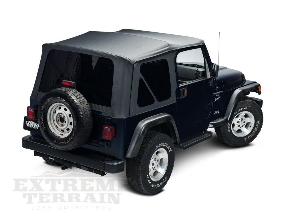 Barricade Replacement Soft Top with Tinted Windows for Half Doors w/ Door Skins; Black Diamond (97-06 Jeep Wrangler TJ)