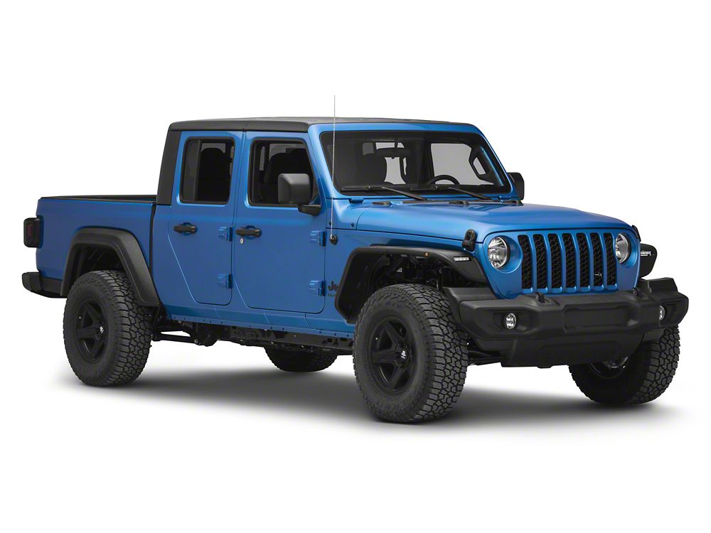 Barricade Tubular Fender Flares with LED DRL and Marker Lights; Front (20-25 Jeep Gladiator JT)