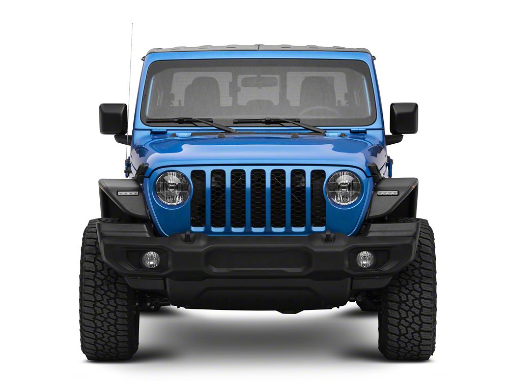Barricade Tubular Fender Flares with LED DRL and Marker Lights; Front (20-25 Jeep Gladiator JT)
