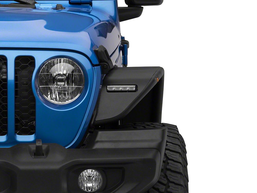 Barricade Tubular Fender Flares with LED DRL and Marker Lights; Front (20-25 Jeep Gladiator JT)