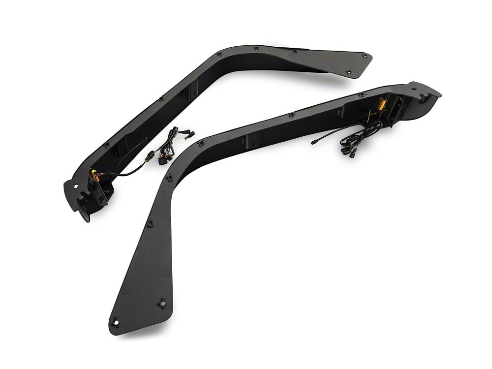Barricade HD Flat Fender Flares with LED DRL and Turn Signal; Front (20-25 Jeep Gladiator JT)