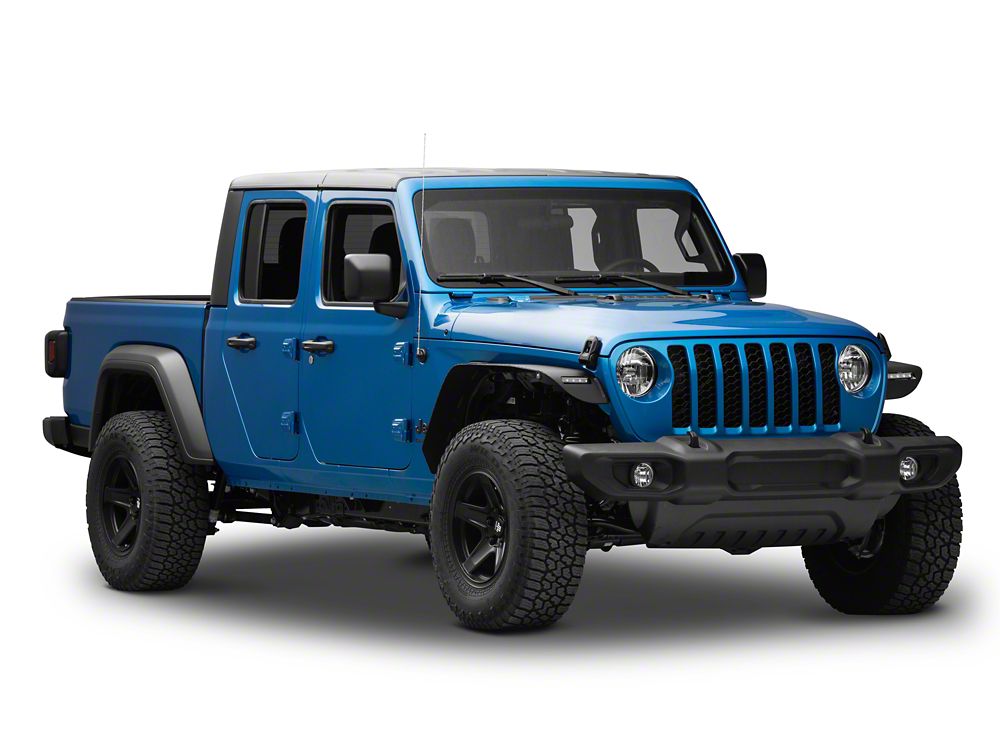 Barricade HD Flat Fender Flares with LED DRL and Turn Signal; Front (20-25 Jeep Gladiator JT)