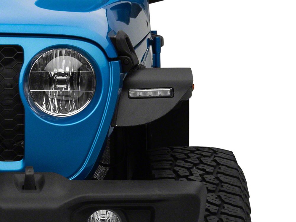 Barricade HD Flat Fender Flares with LED DRL and Turn Signal; Front (20-25 Jeep Gladiator JT)