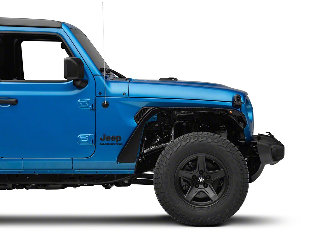 Barricade HD Flat Fender Flares with LED DRL and Turn Signal; Front (20-25 Jeep Gladiator JT)