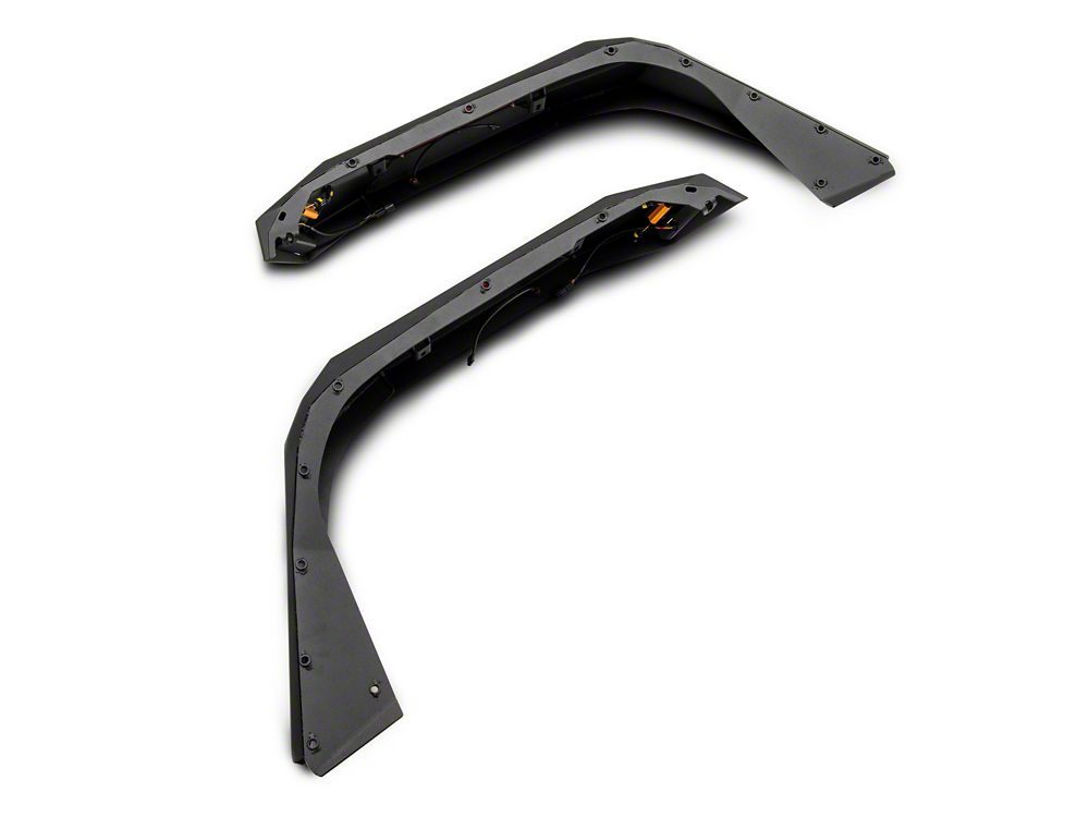 Barricade X-Series Front Fender Flares with LED DRL and Marker Lights; Red Inserts (20-25 Jeep Gladiator JT)