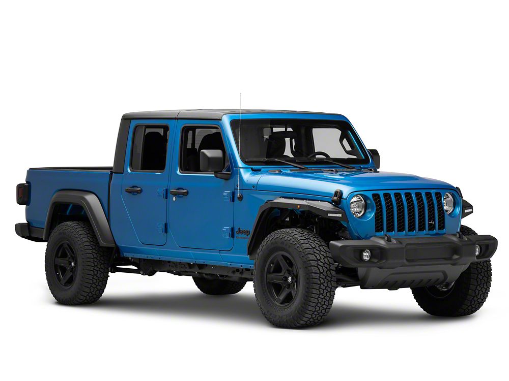 Barricade X-Series Front Fender Flares with LED DRL and Marker Lights; Red Inserts (20-25 Jeep Gladiator JT)